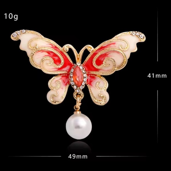 Unique vintage anthro blue and Gold Butterfly Brooch - Picture 7 of 10